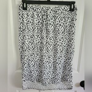 Tickled Teal Women's Black White Splatter Dot Midi Skirt Size Large